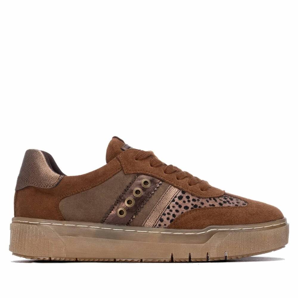 NEW REFRESH women's casual suede sneakers in camel